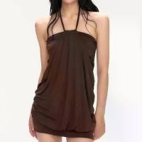 ราคา เดรสคอเชือกแขวนคอ สไตล์วันหยุด เสื้อท่อนบน รัดรูป เดรสโคมไฟ เดรสสั้น เดรสหลายชั้น uniqlo dress satin prom dress (1731387816171309041)