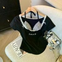 ราคา เสื้อท่อนบน เชือกแขวนคอ สาวฮอตหวานแท้ เสื้อแขนสั้น เสื้อยืดฤดูร้อนของผู้หญิง สลิง สูทสองชิ้นปลอม เย็บลูกไม้ เสื้อท่อนบน รีเมค เสื้อผ้า ผ้า ไทย ใส่ ได้ ทุก วัน ชุด สาว อวบ ไหม อิต (1732271772398488359)