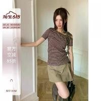 ราคา เสื้อยืดแขนสั้นลายทางสายอสมมาตร, เสื้อยืดผู้หญิง, ผ้าฝ้ายกวางโจวาซีซาและผ้าร่องเกาหลี, สไตล์เกาหลี, ดีไซน์ไม่ซ้ำใครและสวยงาม, ท็อป อก 50 เสื้อ คอปาด กราม uniqlo ผู้ หญิง สียีนส์ (1731745700786242936)