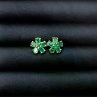 ราคา Discount ต่างหูพลอยมรกตโคลัมเบีย(Emerald) เรือนเงินแท้92.5%ชุบทอง พลอยแท้ จากประเทศโคลัมเบีย (1732250251159178038)