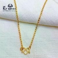 ราคา Discount เงินแท้925/ สร้อยคอเงินแท้เคลือบทอง ลายเม็ดจีบ อิตาลี (ขนาด 2 มิล) | GN1 (1731500775180633175)