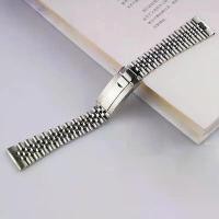 ราคา Rolamy 22mm silver stainless steel replacement wrist watch band strap bracelet Jubilee with oyster clasp for Seiko (1731708811083220803)