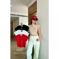 ราคา [พร้อมส่ง] THESUNCO - RUBY BABY TEE (ลด30%เก็บคูปองหน้าแอป) เสื้อยืดครอป อะไหล่นิกเกิลเงินฉลุ THESUN (1731681094633884182)