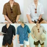 ราคา Prompt เสื้อคอฮาวายแขนสั้น/แขนยาว ​​Hawaii Ruby ผ้าร่องลายทาง เสื้อเชิ้ตเกาหลี เสื้อเชิ้ตผู้ชาย​ เสื้อเชิ้ตทอม (1729506721641826332)