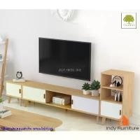 ราคา ตู้ชั้นวางทีวีไม้ยางพารา Indy Furniture Combat-CBW สีธรรมชาติ/บานขาว (1730809839243594424)