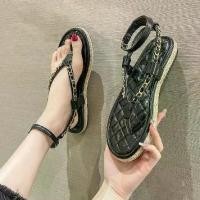 ราคา รองเท้าแตะสไตล์สตรีท, ชาแนล-แรงบันดาลใจ, สำหรับผู้หญิง, โซ่ Ins อินเทรนด์, พื้นหนา, สายรัดเดียว, แบน, รองเท้าวรรณกรรมนิ้วเท้าโพสต์โรมัน, เหมาะสำหรับฤดูร้อน (1732191751331153189)