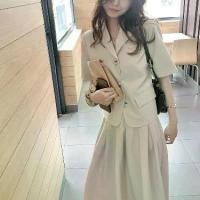 ราคา ชุดสูทแขนสั้น สไตล์เกาหลี กระโปรงผู้หญิง แฟชั่นฤดูร้อน สไตล์เรโทร เสื้อสั้น กระโปรงยาว ครึ่งตัว ชุดสองชิ้น ชาแนล (1730867792026110475)