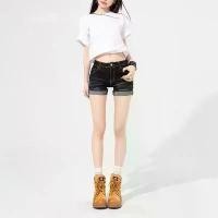 ราคา กางเกงยีนส์ขาสั้น สไตล์อเมริกัน ทรงเข้ารูป เอวสูง ปิดพอยท์ สาวฮอต ดีไซน์ซักได้ เหมาะกับฤดูร้อน ชายเสื้อม้วนยืด ทรงสลิมฟิต promthong กางเกงยีนส์ กางเกง ยีน ดิ๊ก กิ๊ ป้าย gn zara j (1731513232833611717)