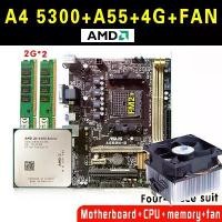 ราคา ชุดสี่ชิ้น, AMD A4 5300 สล็อต FM2 3.4GHz CPU, A4 6300/A6 6400K, A55 FM2/FM2, เมนบอร์ด, หน่วยความจำ 4G, พัดลมหม้อน้ำ, ส่วนลด, ใหม่ (1731932776691958855)
