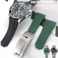 ราคา สายนาฬิกาซิลิโคนยางปลายโค้ง ขนาด 20 มม. เหมาะสำหรับ Rolex Submariner, GMT, Daytona, Air King, สายนาฬิกาสปอร์ต หัวเข็มขัดปรับระดับได้ (1731794387405408859)
