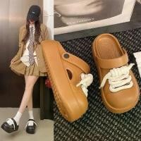 ราคา รองเท้าแตะอุดตันดัดแปลง วัสดุยาง PU ส้นแบน ส้นกลาง (3-5 ซม.) รองเท้า กุชชี่ รองเท้า ผู้หญิง หนัง นิ่มเเบน รองเท้า ไป ทะเล (1732240714832448478)