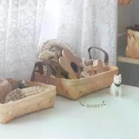 ราคา [มีสายหนัง] Woven basket with leather handle : ตะกร้าไม้สาน ตะกร้าหวาย ตะกร้าสานทรงเหลี่ยม ถาดหวายสไตล์ญี่ปุ่น (1729617561980734214)
