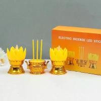 ราคา กระถางธูปเทียนไฟฟ้าled ชุดธูปเทียนไฟฟ้าแบบใส่ถ่านไร้สาย กระถางธูป 3 ดอกพร้อมเทียนไฟ พร้อมถ่าน AAA ให้ 2 ก้อน Candle เทียน ซ้อน ธูปยักษ์องค์พระปฐมเจดีย์ (1731672325921473717)