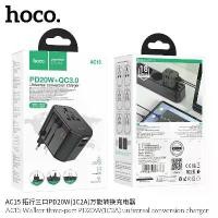 ราคา ปลั๊กแปลง ใช้ได้ทั่วโลก Hoco AC15 Universal Charger Plug ปลั๊กไฟบ้าน Port 2USB /1Type-C PD20W+QC3.0 ปลั๊กทั่วโลก จัดส่งเฉพาะจุด (1731860863517820711)