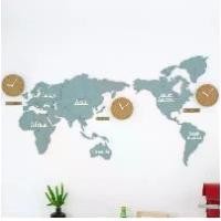 ราคา นาฬิกาไม้ติดผนัง รูปแผนที่โลก Wood World Map Clock (1729611818088171604)