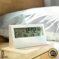 ราคา นาฬิกาตั้งโต๊ะ นาฬิกาปลุก ปลุกดิจิตอล เทอร์โมมิเตอร์ clock ตกแต่งบ้านสีขาว E19 (1731965773607110186)