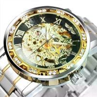 ราคา WINNER Transparent Skeleton Watch for Men Mechanical Wristwatches Diamond Watches Mens Luxury Stainless Steel Strap Unisex Clock (1731720156526052551)