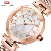 ราคา MINI FOCUS Crystal Rose Gold Ultra Thin Steel Mesh Strap Women Watches Luxury Simple Fashion Quartz Clock Waterproof Wrist Watch (1731720133231543495)