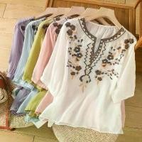 ราคา เสื้อเชิ้ตผ้าฝ้ายลินินปักหนักย้อนยุคอเนกประสงค์ใหม่มีสไตล์และลำลองเหมาะสำหรับฤดูร้อนเสื้อสวมหัวหลวมเสื้อวรรณกรรม อก 50 girl stylish brinkkty เสื้อ aiiz กันหนาว รัสเซีย กราม lisa (1731848640674432174)