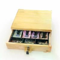 ราคา ลิ้นชักเก็บเงิน กล่องเก็บเงินแบบพกพา (แบบไม่มีถาดดำ) กล่องใส่เงินไม้สัก ที่เก็บเงิน กล่องเก็บเงินแบบกุญแจ Cash Drawer POS กล่องใส่เงิน moneybox (1729633353248312104)