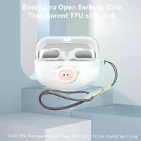 ราคา For Bose Ultra Open EarBuds case เคสนิ่มใส, สำหรับ Bose หูฟังแบบเปิดพิเศษ, สายคล้องหมูแมวน่ารัก, เข้ากันได้กับ Bose QuietComfort Earbuds II และ Bose QuietComfort Ultra, เปลือกกัน (1730122123050977391)