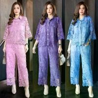 ราคา ชุดเซ็ทลูกไม้(Premium lace fabric Set)เนื้อหนาเกรดพรีเมี่ยม เลือกใช้ลูกไม้ลายเชิงทั้งชุด ลายลูกไม้สวยมากคะ ดีเทลแต่งกระเป๋าทั้งเสื้อและกางเกง ประดับด้วยกระดุมมุก (1731026118047140202)