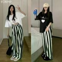 ราคา [COD] Dress staggered T-shirt round neck stripe trousers set staggered htc2 PCs holder casual, chill. have htc2 bounce color dress set htc2 PCs beautiful suede fabric with wholes (1731971838618142728)