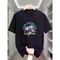 ราคา Men'S 100% Cotton Los Angeles Graphic T-Shirt - Casual Crew Neck Short Sleeve Tee with Palm Tree & "Los Angeles California" Print, Dark Green, Comfortable Casual Attire, Everyday (1731877259174315918)