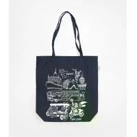 ราคา caliiico กระเป๋าสะพายผ้ายีนส์ ลายไทยแลนด์ Tote bag denim fabric print with Bangkok story (1732192891122322124)