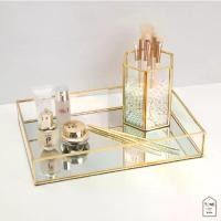 ราคา ถาดกระจก สี่เหลี่ยม ขอบทอง (MH_101) Modern glass box ทรงสี่เหลี่ยมผืนผ้า ขอบสีทอง ทรงโมเดิล (1729696134527355569)