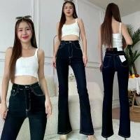 ราคา NEW YAM ขาม้าเอวสูง ผ้านำเข้าลีวาย 9761 ผ้ายืดสี Black ด้ายขาว Boot Cut Hight Waist (Stretch Fabric) (1732275298509489808)