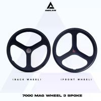 ราคา วงล้อแม็กคู่หน้าหลัง วงล้อฟิกเกียร์ FIXED GEAR 3 SPOKE MAG อลูมิเนียม ดุมแบริ่ง น้ำหนักเบา By Mcbike2 (1731731095983916105)