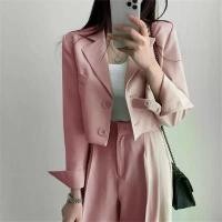 ราคา เสื้อสูทสีชมพูสำหรับผู้หญิง เหมาะสำหรับฤดูใบไม้ผลิและฤดูใบไม้ร่วง ขนาดเล็ก สไตล์เกาหลีใต้ ดีไซน์ใหม่ที่น่าทึ่ง เสื้อสูทลำลองสำหรับผู้หญิง fashionable jacket suits women ชุด สูท blazer set outfits (173