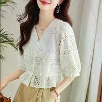 ราคา เสื้อเชิ้ตปักลาย สีขาว สำหรับผู้หญิง ครึ่งแขน คอวี ผ้าฝ้ายแท้ เสื้อสั้นเล็ก ฤดูร้อน 2024 มาใหม่ ขายดี ชุด นาง ป้าย เสื้อ ไทยลื้อ สิบสองปันนา kigurumi mask เสื้อ ภูไทกาฬสินธ (1731472228107912856)