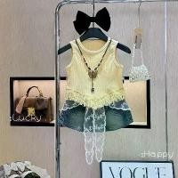 ราคา ชุดเด็กผู้หญิง, ชุดฤดูร้อนใหม่, เสื้อกั๊กกลวงออก, สายรัดที่มีสไตล์, กางเกงขาสั้นผ้าเดนิม, ชุดสองชิ้น, 2025 เสื้อกล้ามเด็ก ผู้หญิง เสื้อกล้ามเด็กผู้หญิงยกโหล,ชุดเสื้อกล้ามเด็กหญิง (1731544394311566479)