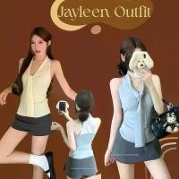 ราคา Jayleen Outfit : ชาเม่ เสื้อไหมพรมคอผูกโบว์ ดีไซน์ด้านหลังเป็นลูกไม้ (1731970899385353462)