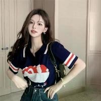 ราคา เสื้อยืด ไหล่ปกติ แขนสั้น สำหรับผู้หญิง ดีไซน์ใหม่ 2025 เสื้อโปโล สไตล์ฝรั่งเศส ท๊อป Ins mardi mercredi girl เสื้อผ้า ทอ สียีนส์ วินเทจ ผู้ หญิง คน อวบ อก 50 polo lauren ralph o (1731813398950282510)