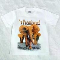 ราคา เสื้อยืดที่ระลึกช้างไทย เสื้อยืดเด็ก เสื้อเด็กคอกลมสกรีนลายช้างไทยแลนท์ งาน Paint my love คอตตอน 100% (1730114422915434654)