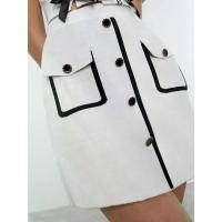 ราคา [Pomelo] กระโปรงสั้นดีเทลขอบสีตัด / Contrast Trim Mini Skirt (1730963229647997019)