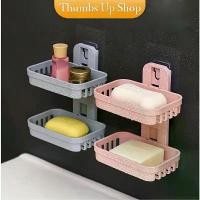 ราคา BYHZRV ที่วางสบู่ 2 ชั้น ติดผนัง กล่องสบู่ ชั้นวางของแบบติดผนัง ชั้นวางของพลาสติก ที่ใส่สบู่ก้อน Soap Box คลังสินค้า (1732021342026696648)