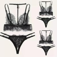 ราคา ชุดชั้นในลูกไม้ซีทรูผู้หญิง เซ็กซี่และซีทรู บราแบบกลวง และ T-Back G-String 2 ชิ้น (1731818048128386356)