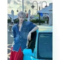 ราคา เสื้อเชิ้ตแขนสั้นผ้าเดนิม, เสื้อเชิ้ตสั้นลำลองบางฤดูร้อนของผู้ชาย, เสื้อเชิ้ตรูหลวม, ครึ่งแขน, เสื้อผ้าท็อปสไตล์ญี่ปุ่น เสื้อ มือ สภาพ ดี เชิ๊ต ผู้ชาย ผ้า 50 shirts men amiri ron (1731538346504717598)