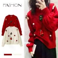 ราคา IT'S ME#สเวตเตอร์คริสต์มาส เสื้อสเวตเตอร์ผู้หญิง คอกลม เสื้อสเวตเตอร์สวมหัวตกแต่งสามมิติสีแดงคริสต์มาส เสื้อสีแดงคริสมาสสาวอวบ#M0172 Women Sweater (1731447215201749772)