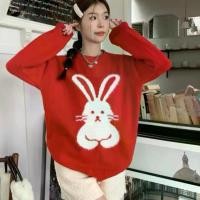 ราคา Red rabbit only Sweater เสื้อสเวตเตอร์สีแดง ทอลายกระต่าย น่ารักๆ (1729800551958022599)