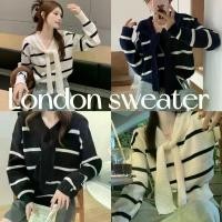 ราคา Sogood.brand : London sweater เสื้อแขนยาวไหมพรมลายริ้วมีผ้าผูกคอ (1729776441015830978)