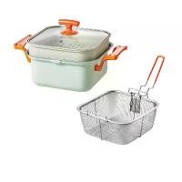 ราคา กระทะ หม้อนึ่ง หม้อทอดอเนกประสงค์ อุ่น ตุ๋น นึ่ง ผัด พร้อมตะแกรงและชั้นนึ่ง (1729587983539669460)