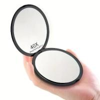 ราคา กระจกแต่งหน้าพ็อกเก็ตบางเฉียบ 10.16 ซม. สำหรับการเดินทาง กำลังขยาย 40 เท่า แบบพกพา กะทัดรัด กระเป๋าถือ แบบใช้มือถือ กลม พับเก็บได้ กระจกเครื่องสำอาง สำหรับผู้หญิง สีดำ ออกแบบมาสำ (1731874728461894848)