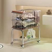 ราคา ตะกร้าซักผ้าสกปรก มือสอง ตะกร้าเก็บเสื้อผ้าชั้นเดียวในห้องน้ำ ตะกร้าซักผ้าเคลื่อนที่ เหมาะสำหรับตะกร้าซักผ้าสกปรก ชั้นวางรถเข็น ตะกร้า แมว กระบุง โครง หวาย เทียม พร้อม เส้น สาน แ (1732135647410160887)