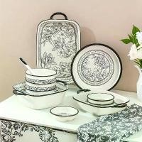 ราคา ชุดเครื่องใช้บนโต๊ะอาหาร�นเซรามิก สไตล์ฝรั่งเศส ขาวดำ 6 ชิ้น ลายดอกไม้สวยงาม เหมาะสำหรับข้าว ผลไม้ สลัด และผัก จาน เหมาะสำหรับคู่รักรับประทานอาหาร 1-2 คนต่อวัน พวงมาลัย ลวด กํา มะ หยี่ ผานไถ (17320989