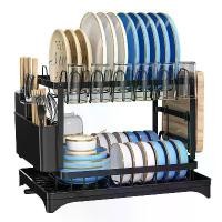 ราคา ชั้นวางจานระบายน้ำสำหรับห้องครัว เหมาะสำหรับชาม ตะเกียบ มีด ส้อม ถ้วย จาน พับเก็บได้ พร้อมไกด์น้ำ สองชั้น ชั้นวางชาม (1732158147972990492)